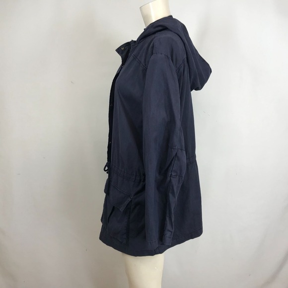 SEJOUR - WOMEN'S 0X - NAVY ZIP & SNAP CLOSURE HOODED CARGO JACKET COAT - Picture 6 of 10